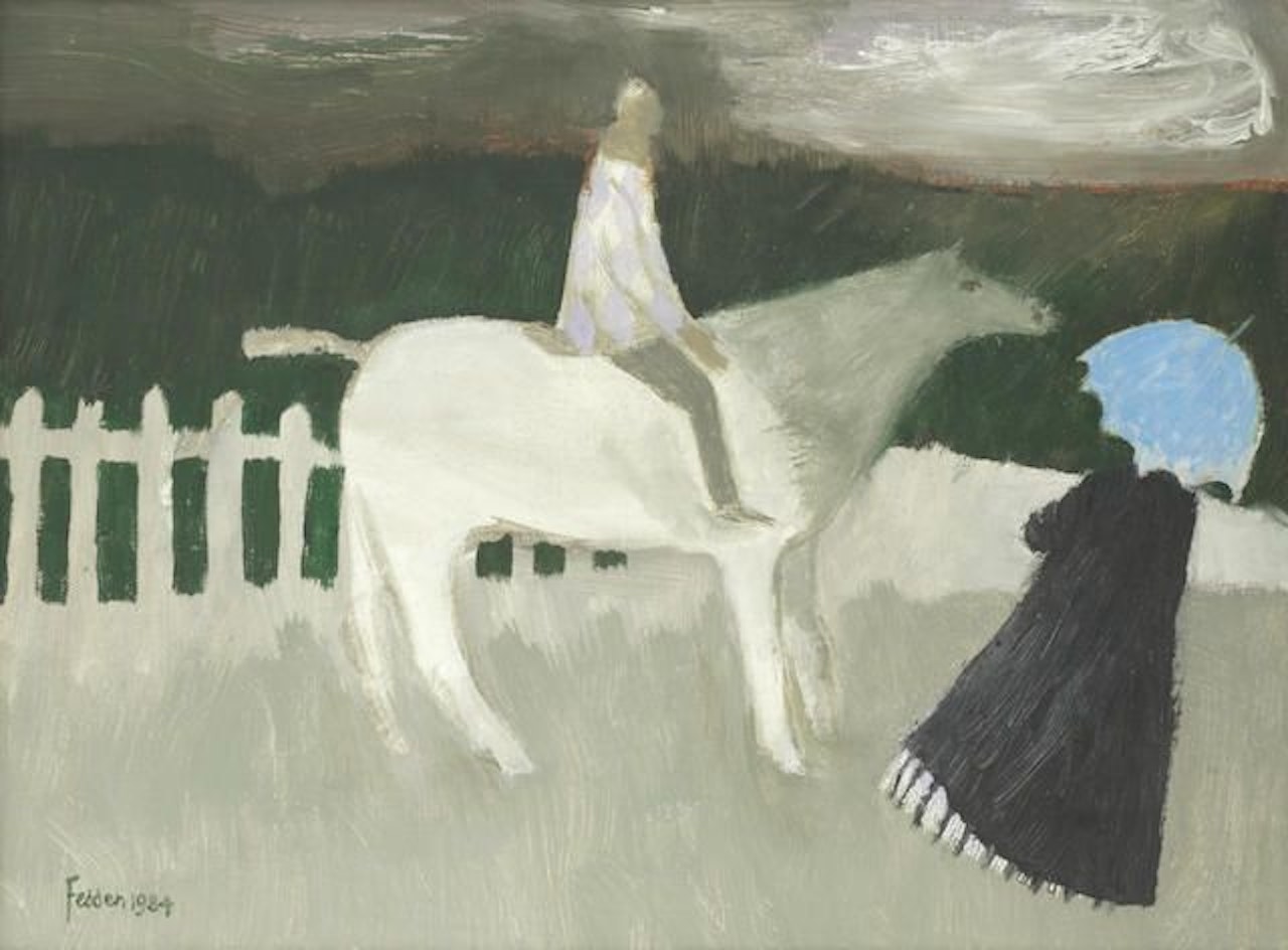 The Blue Parasol by Mary Fedden