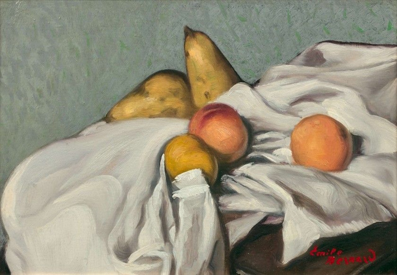 Still life with peaches and pears by Emile Bernard