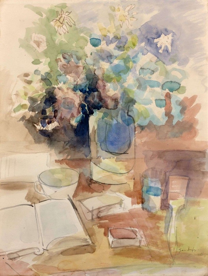 Still life with open book by Jean Dufy