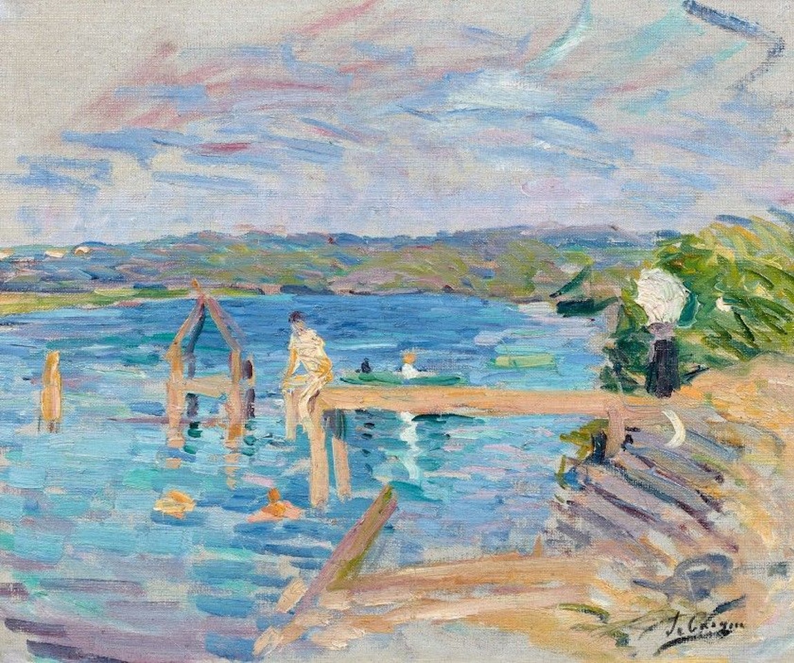 Bather on a pier at the seaside by Henri Lebasque