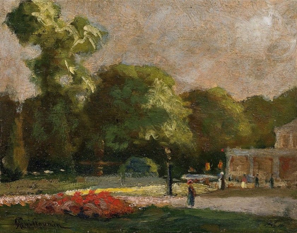 Landscape of Ile de France or Circus Fountain, Jardin des Champs Elysees by Armand Guillaumin