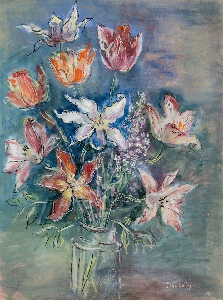 Bouquet of tulips and lilacs by Jean Dufy