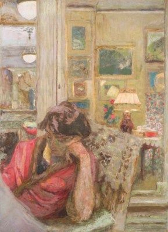 Madame Hessel lisant le journal le soir by Édouard Vuillard