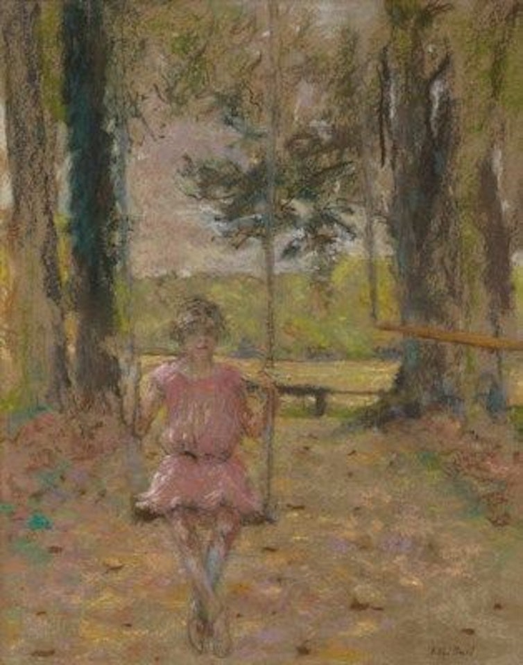 Lulu, sur la balançoire dans le parc by Édouard Vuillard