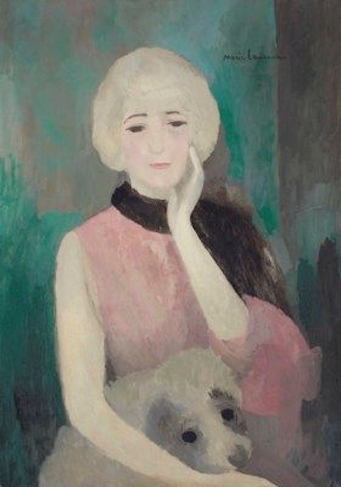 Lucy Hessel et son chien by Marie Laurencin
