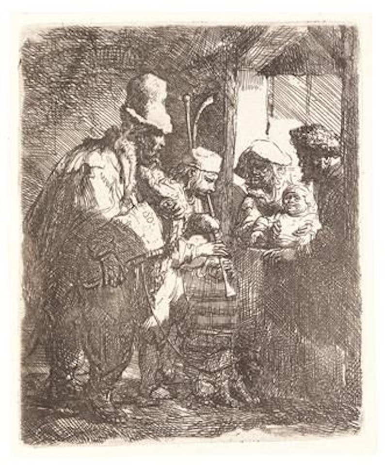 The Strolling Musicians by Attributed to Rembrandt Harmensz van Rijn