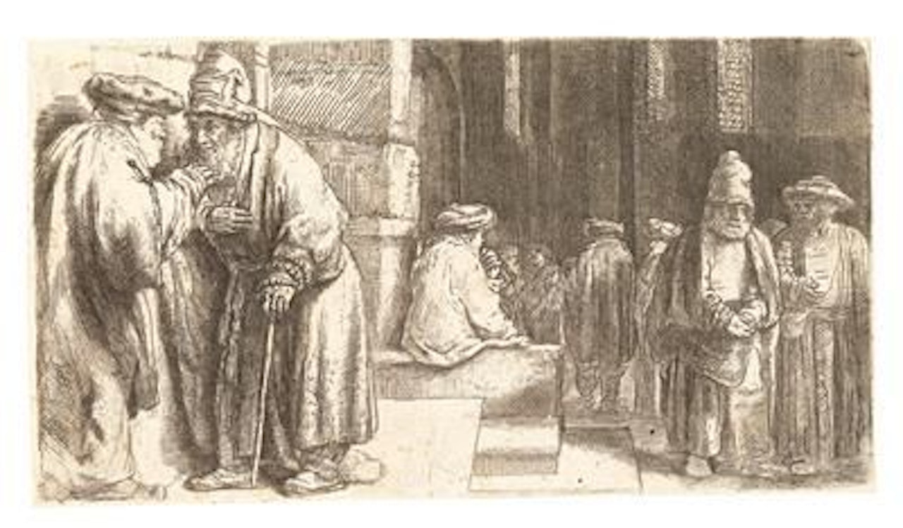 Jews in a Synagogue by Attributed to Rembrandt Harmensz van Rijn