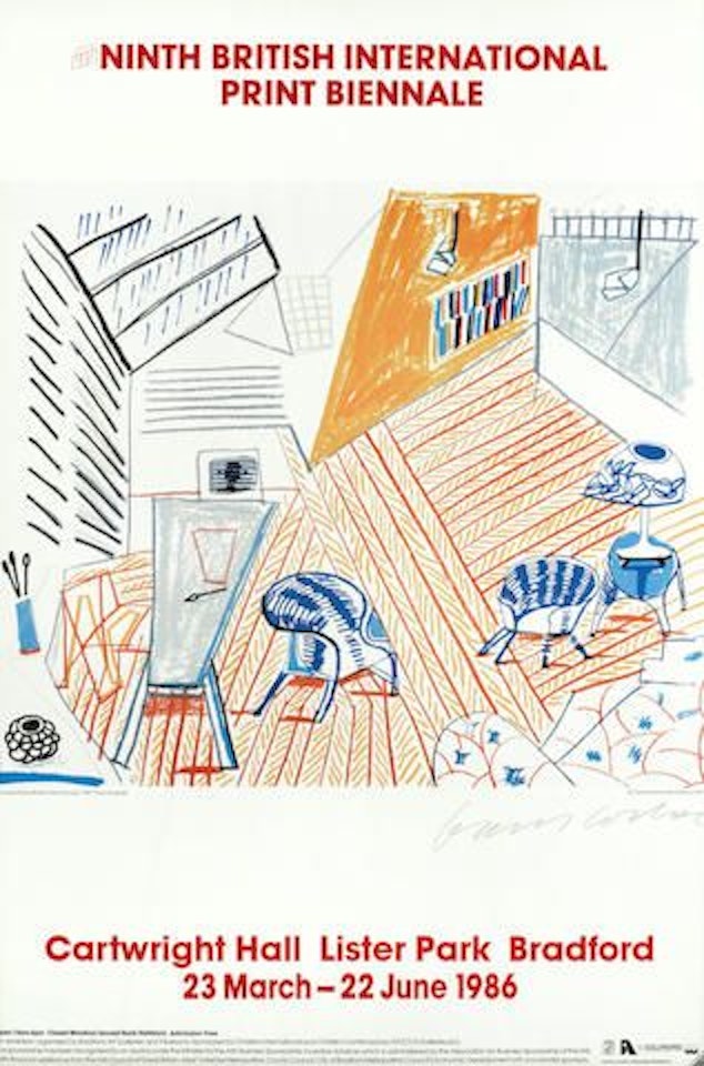 Ninth British International Print Biennale Poster by David Hockney