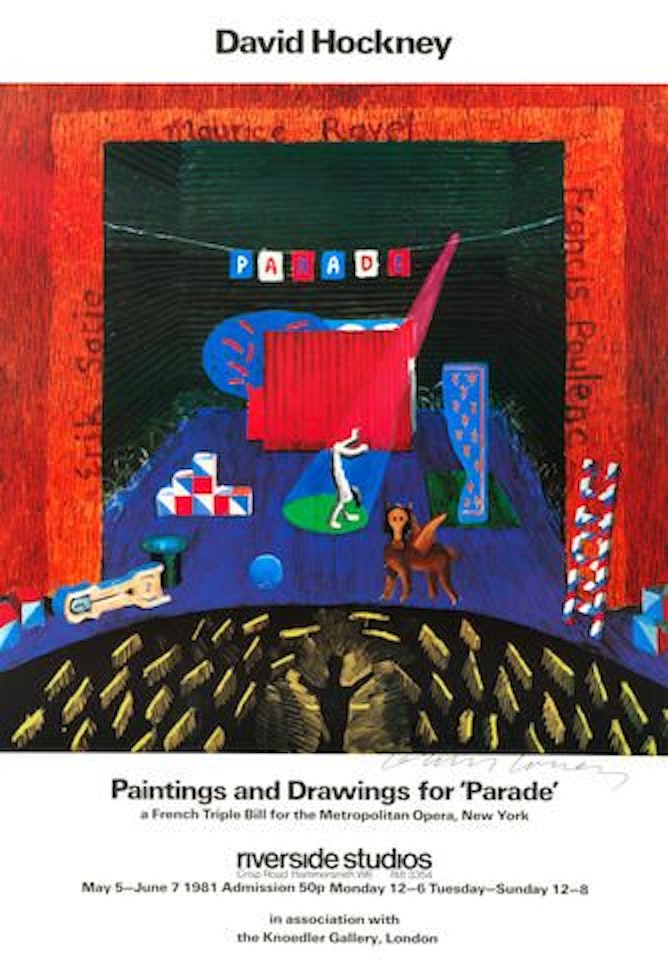 Paintings and Drawings for Parade Exhibition Poster by David Hockney