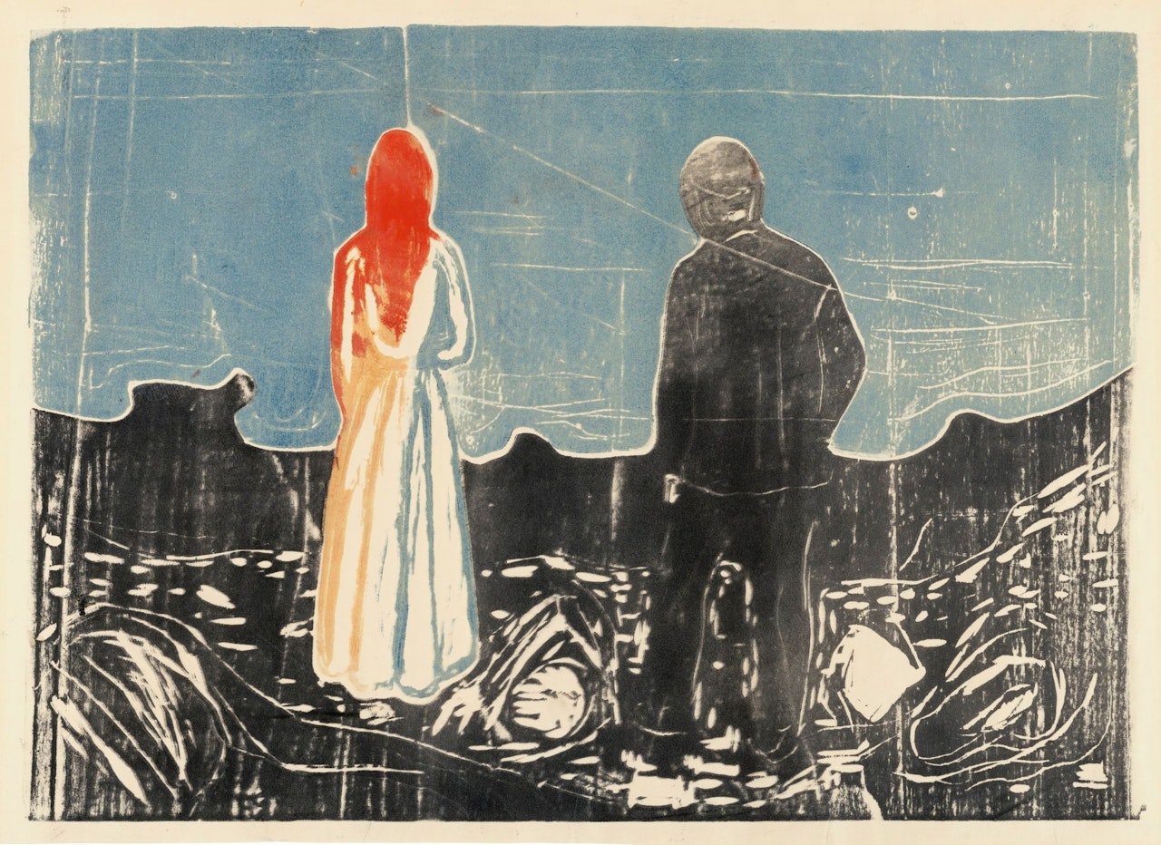 THE TWO HUMAN BEINGS. THE LONELY ONES (WOLL 157; SCHIEFLER 133) by Edvard Munch