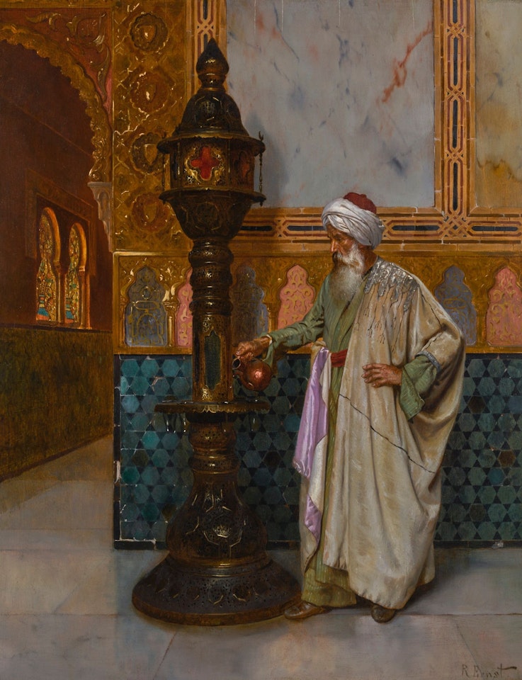 TENDING THE LAMP by Rudolf Ernst
