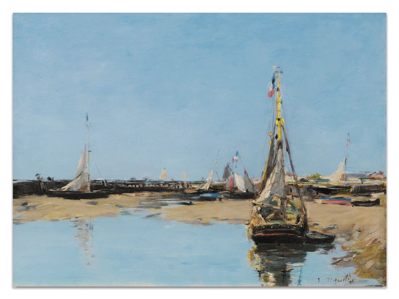 TROUVILLE. LES JETÉES MARÉE BASSE by Eugène Boudin