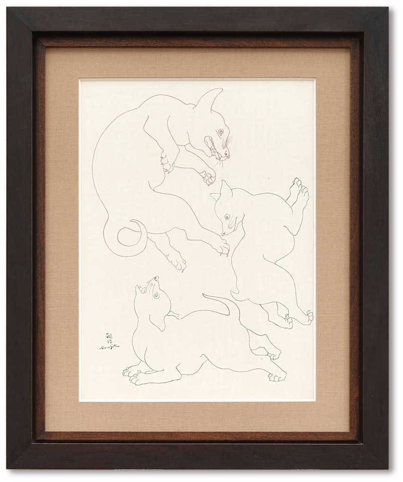 CHIENS BONDISSANT by Leonard Tsuguharu Foujita