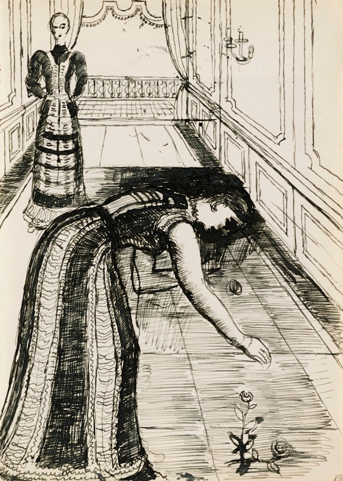 ETUDE POUR  FEMME À LA ROSE by Paul Delvaux