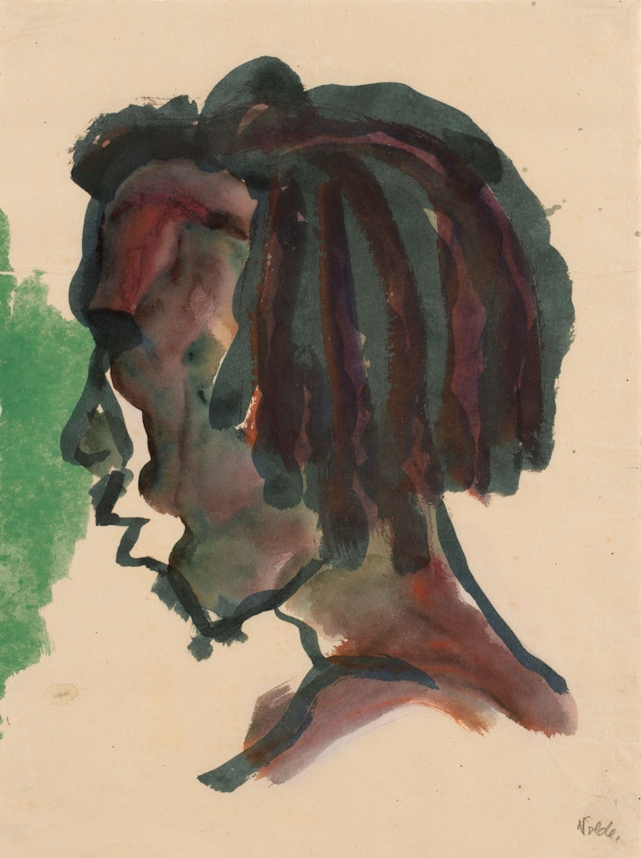 KOPF EINES JUNGEN SÜDSEE-INSULANERS (KOPF IM PROFIL NACH LINKS)(HEAD OF A YOUNG SOUTH SEA ISLANDER (HEAD IN PROFILE TURNED TO THE LEFT)) by Emil Nolde