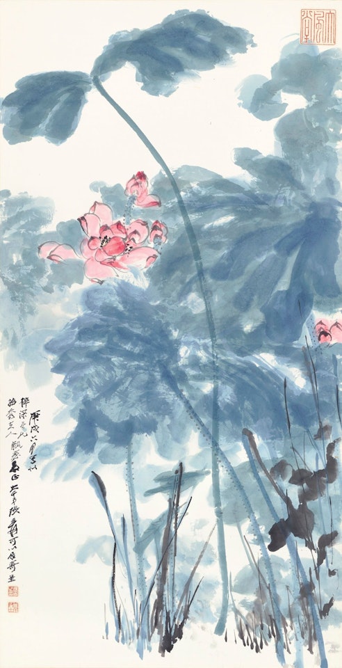LOTUS IN SUMMER BREEZE by Zhang Daqian