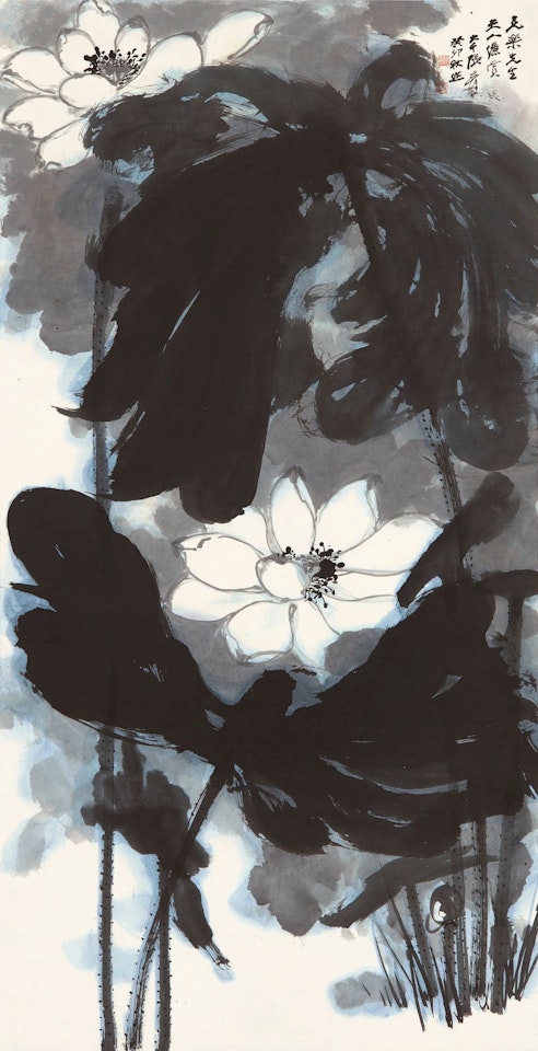 LOTUS IN THE WIND by Zhang Daqian