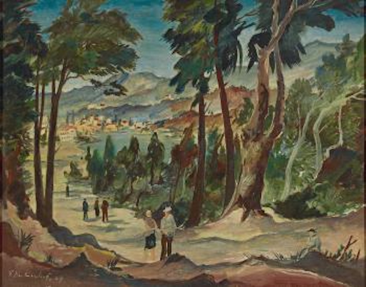 Spaziergänger vor den Toren eines südländischen Küstenstädchens ,
1924 by Franz Heckendorf