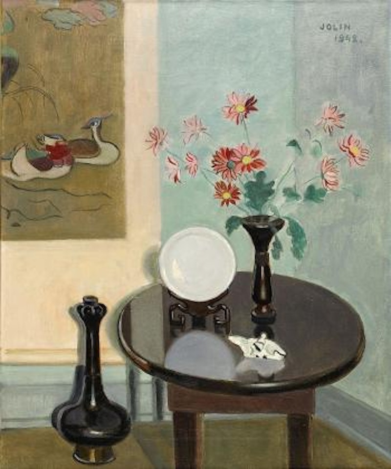 Blomsterstilleben med kakemono ,
1942 by Einar Jolin