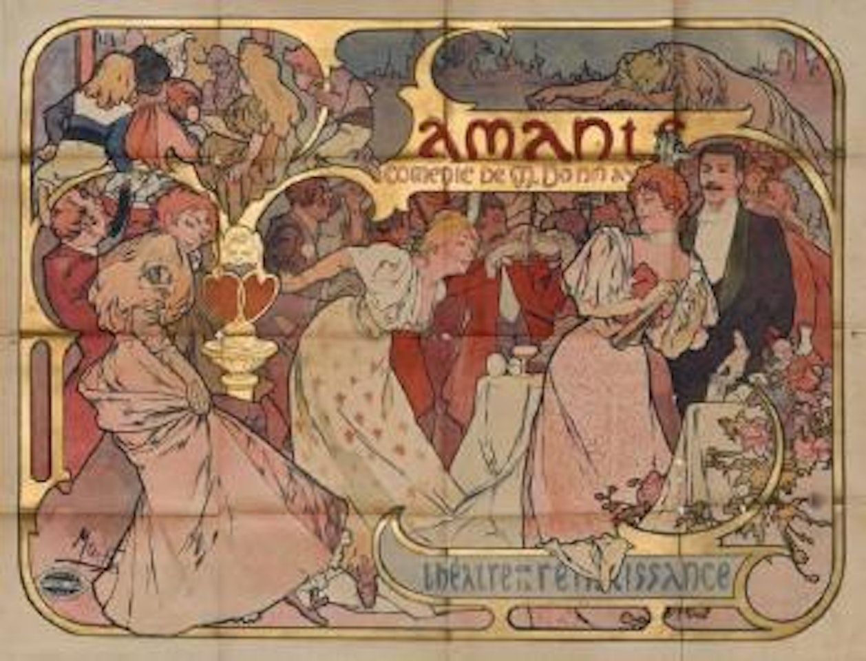 Théâtre de la Renaissance - Amants, comédie de M Donnay ,
1895 by Alphonse Mucha