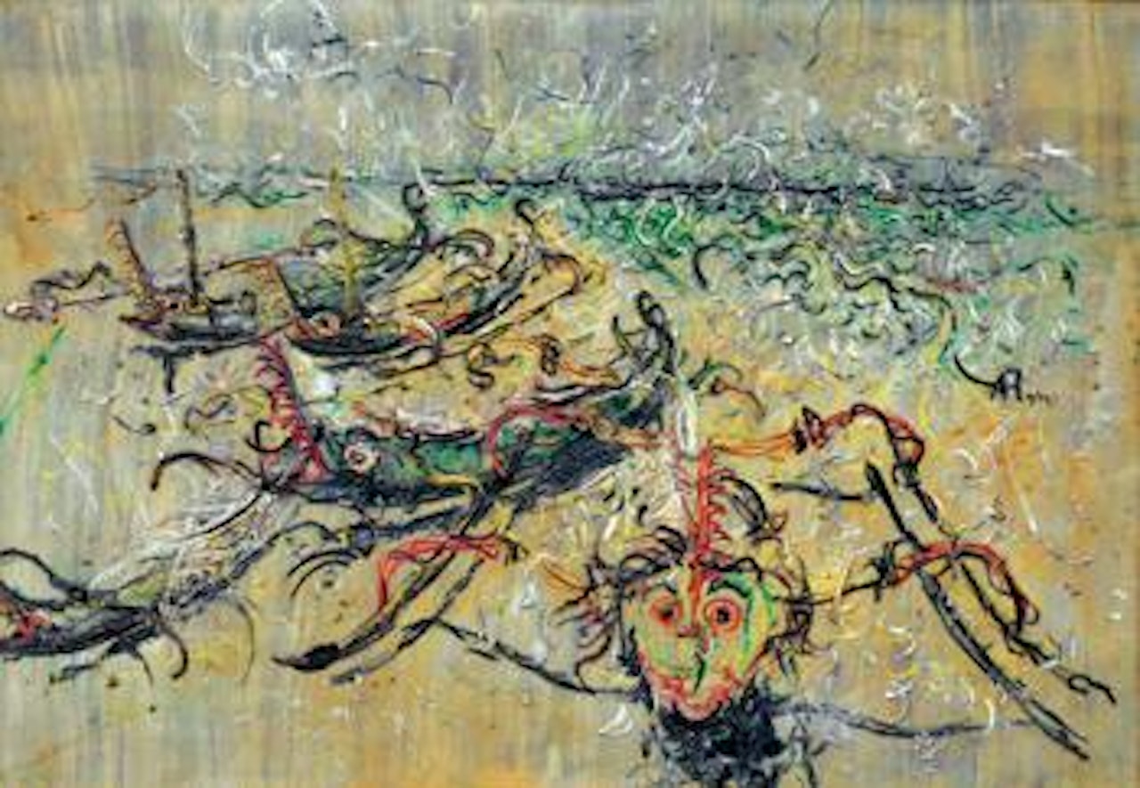 Balinese Boats (and 'Me') ,
1964 by Affandi
