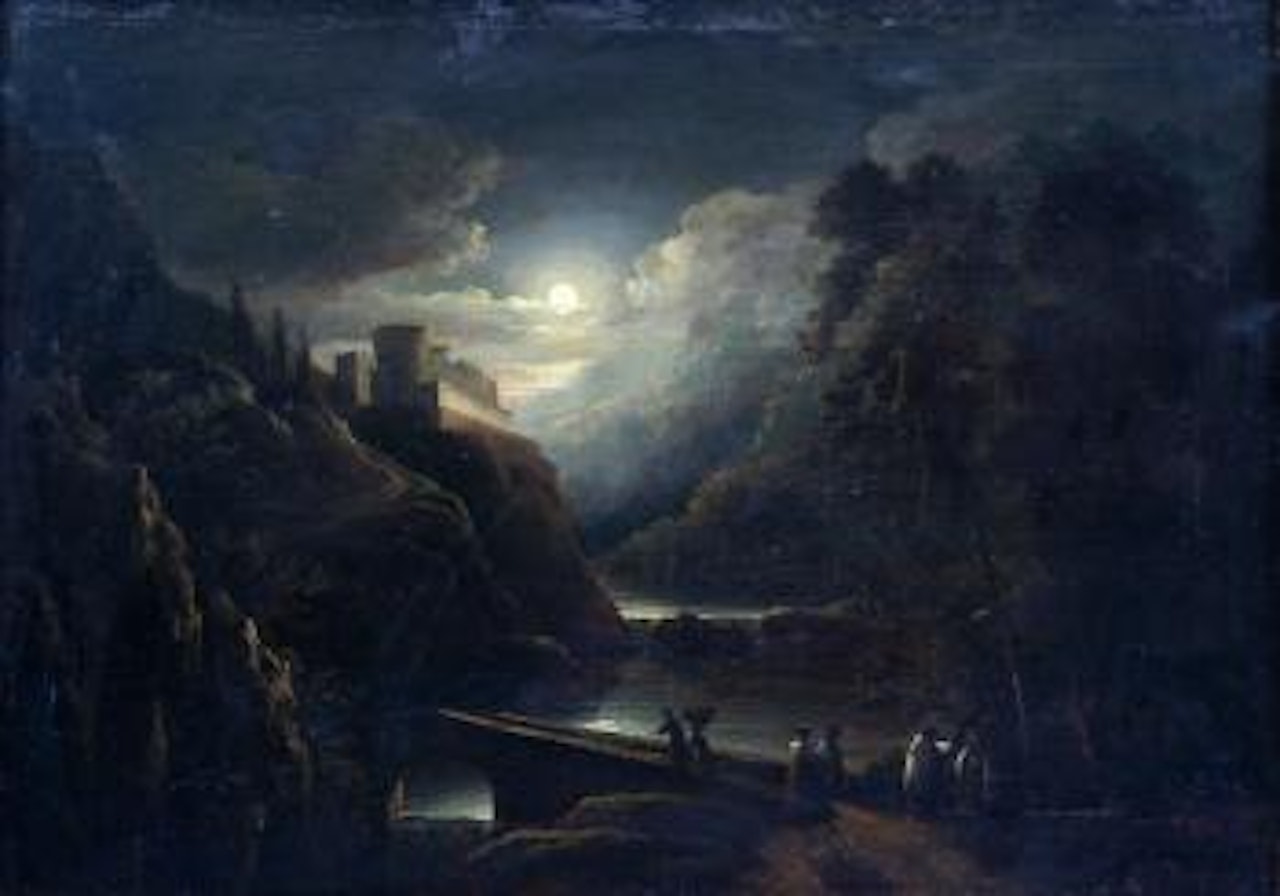 Paysage au pont et au clair de lune , by Christian Wilhelm Ernst Dietrich