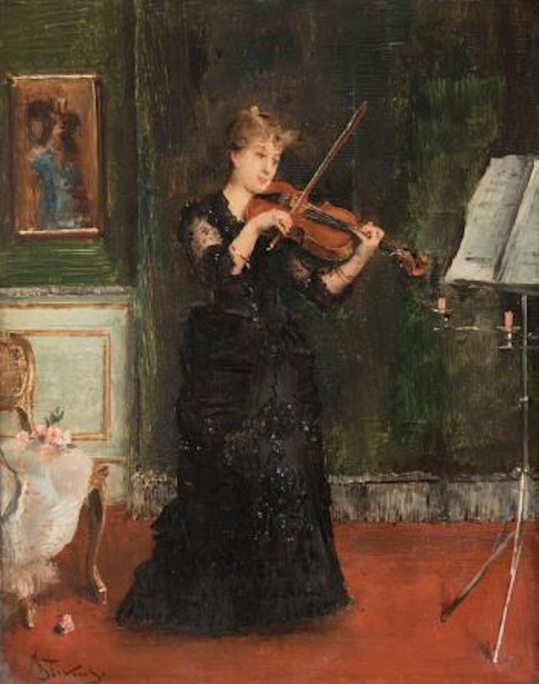 Madame Blouet Playing Violin , by Alfred Stevens