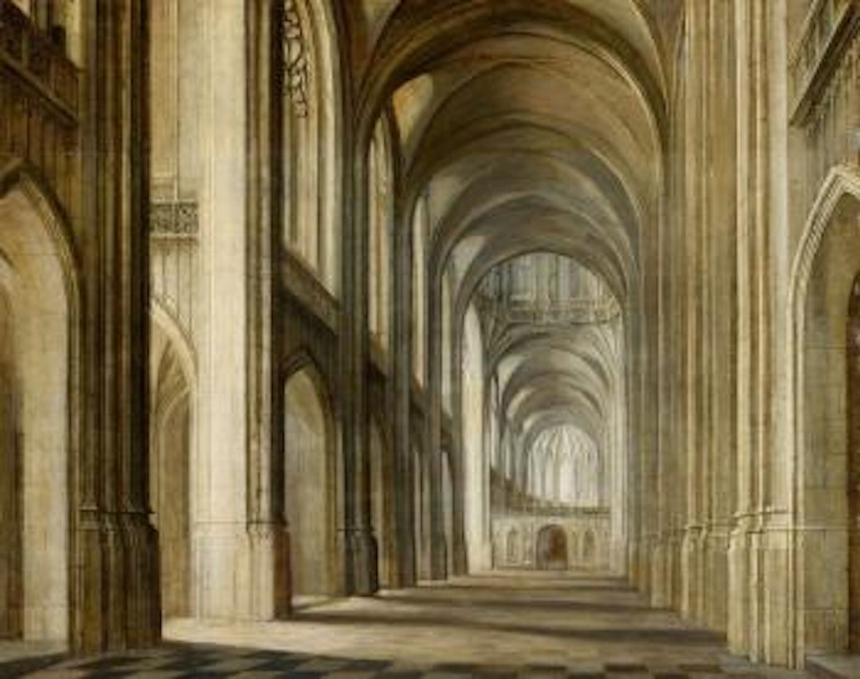 An empty church interior , by Netherlandish School