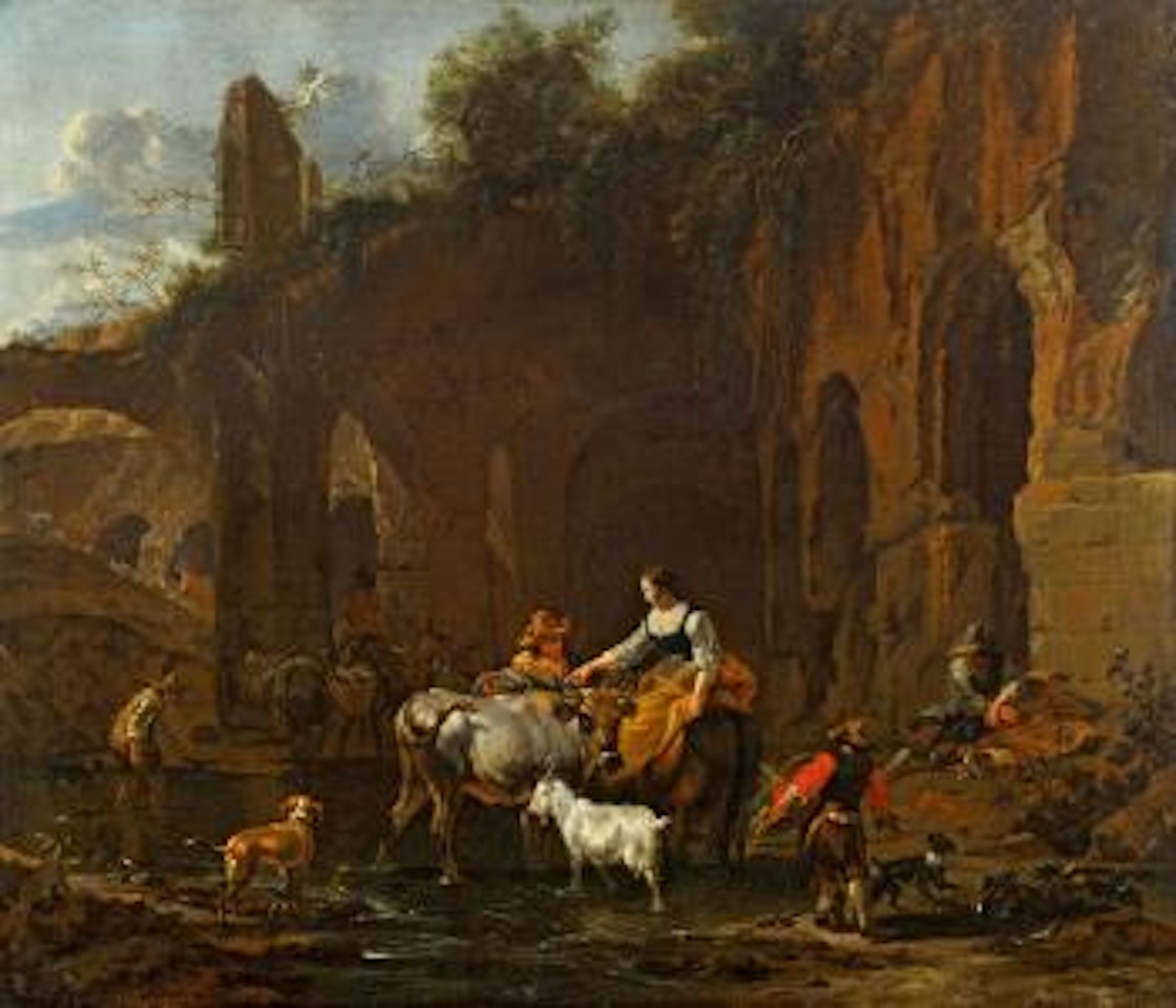 Shepherds by a roman ruin ,
1660 by Nicolaes Pietersz Berchem