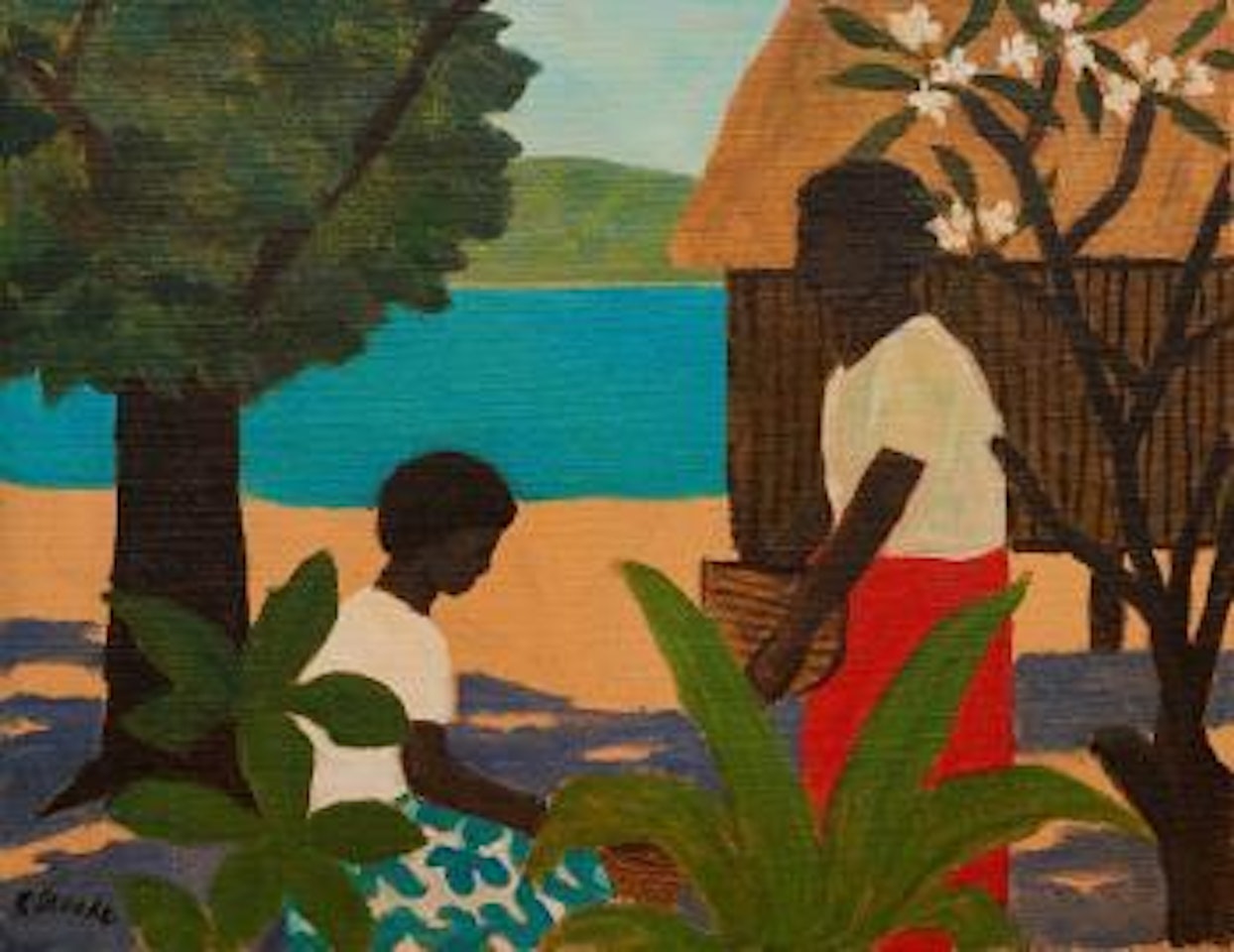 Islander under the Frangipani tree, Fiji , by Ray Austin Crooke