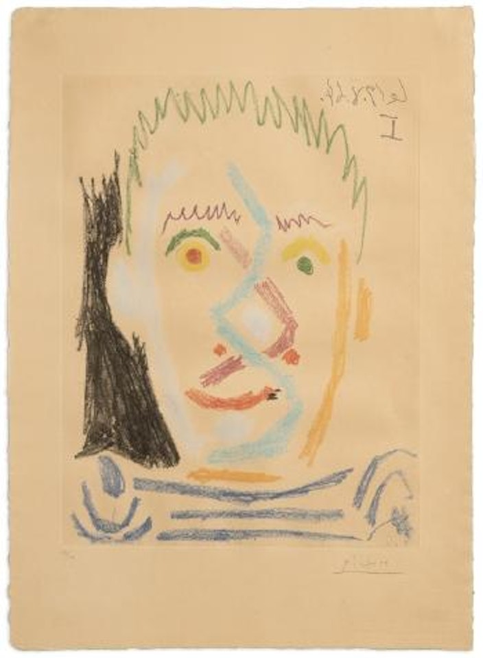 Tete d'Homme au Maillot Raye (Man’s Head with Striped Shirt) ,
1964 by Pablo Picasso