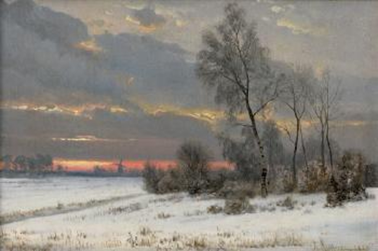 Winterlandschaft im Abendrot mit Windmühle ,
1876 by Anders Andersen-Lundby