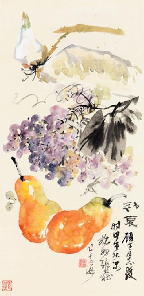 Early summer fruit and vegetable map , by Zhang Daqian