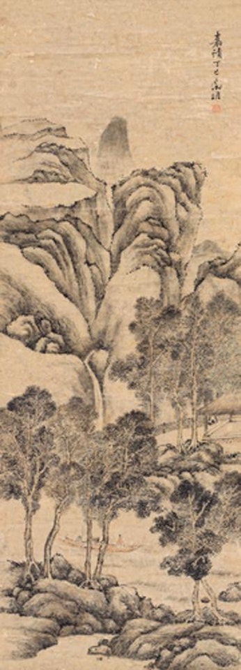 Mountain boat tour map ,
1557 by Wen Zhengming