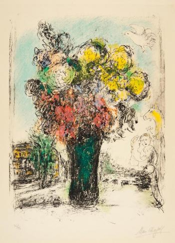 Le bouquet rouge et jaune. ,
1974 by Marc Chagall