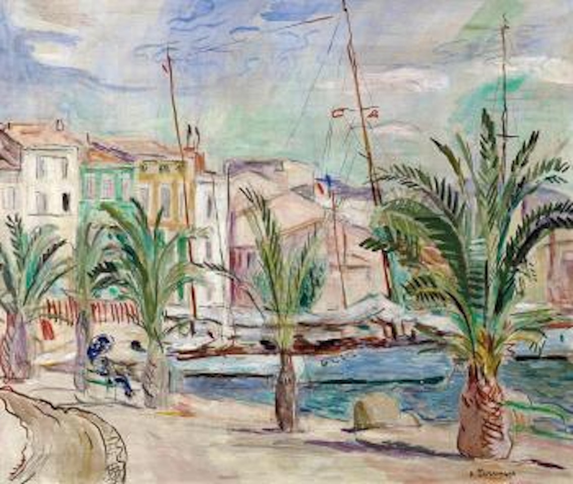 Palms in the harbour of Sanary ,
1930 by Hans Purrmann