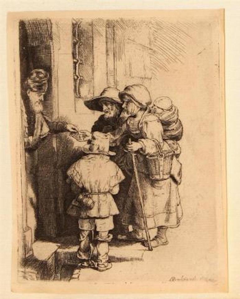 Beggars Receiving Alms at the Door ,
1648 by Attributed to Rembrandt Harmensz van Rijn