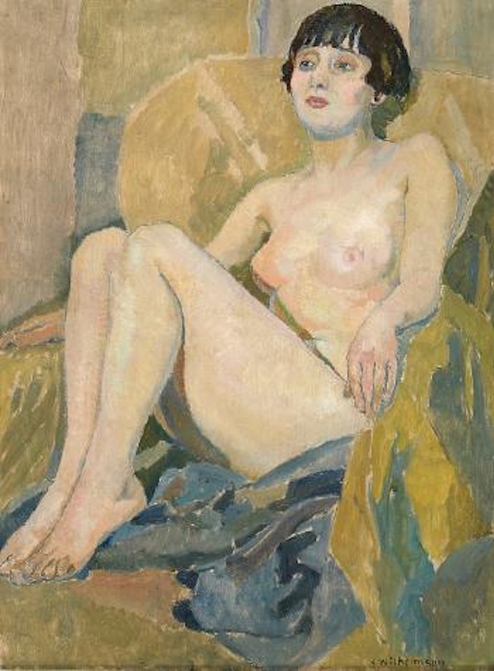 Modell i gul fåtölj ,
1926 by Carl Wilhelmson
