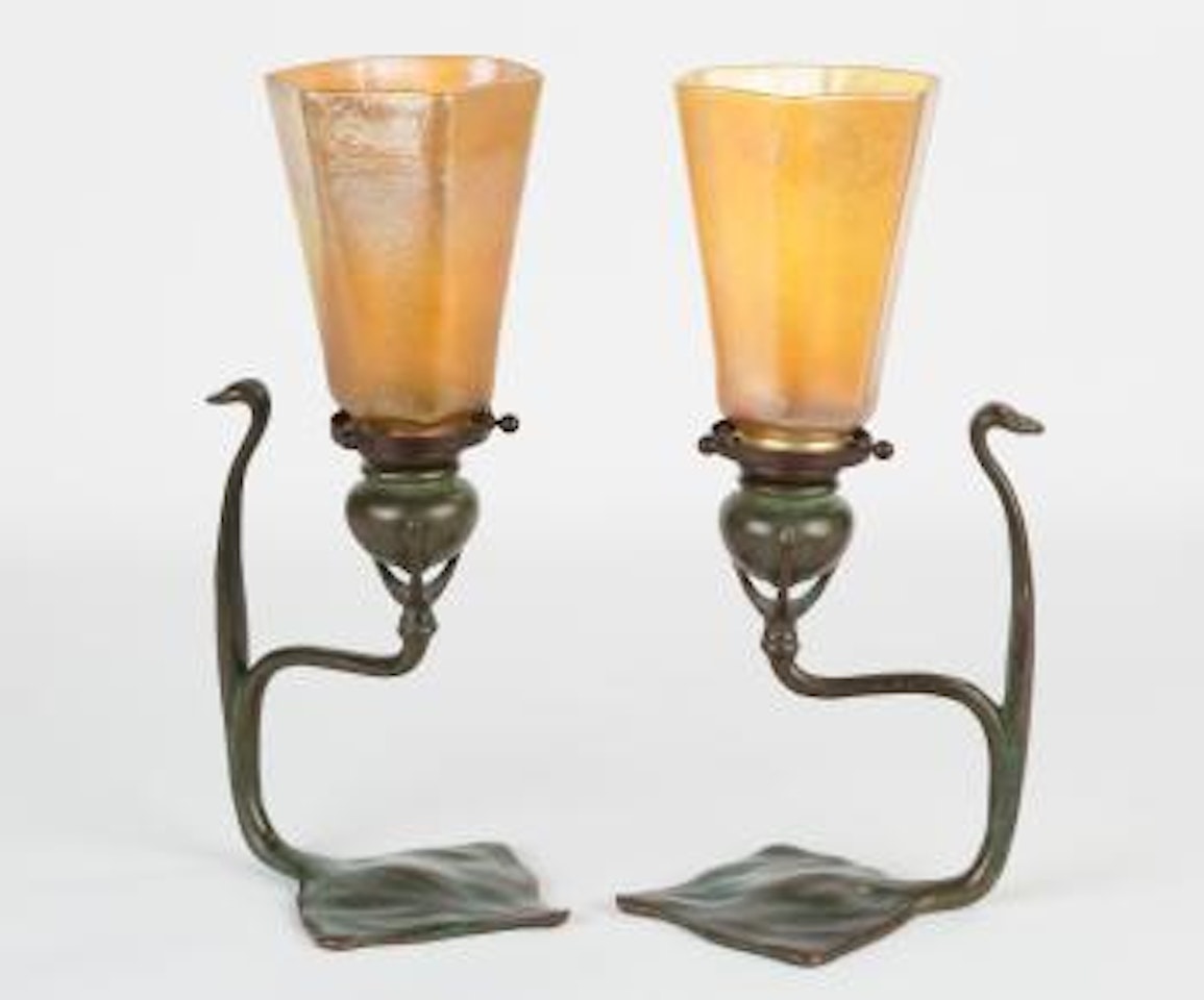 Cobra candle lamps , by Tiffany Studios