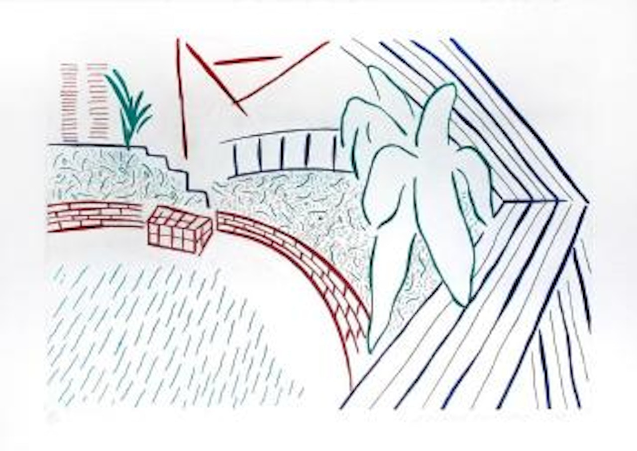 My Pool and Terrace ,
1983 by David Hockney
