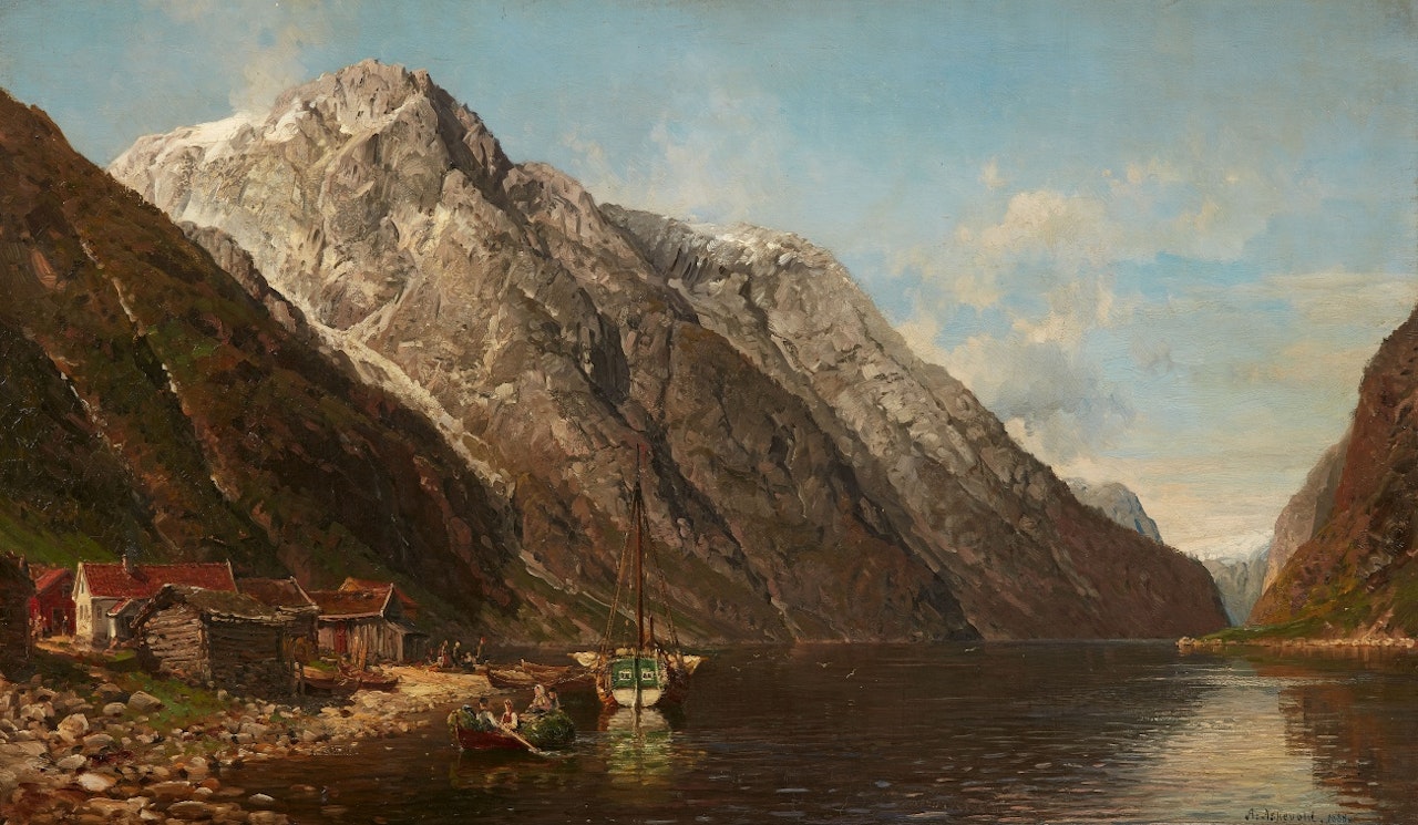 Panoramic Fjord landscape ,
1888 by Anders Monsen Askevold