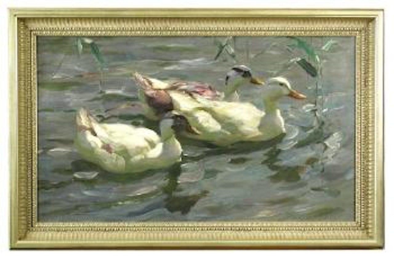 Three ducks on a river (Drei Enten) , by Alexander Koester