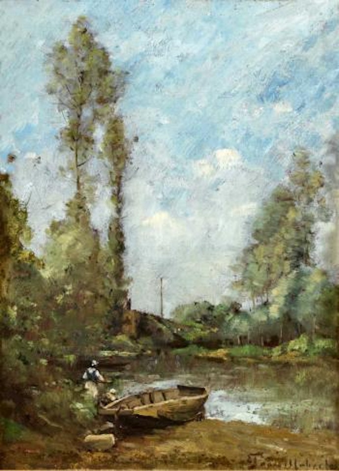 Les deux lavandières avec une barque , by Paul Désiré Trouillebert