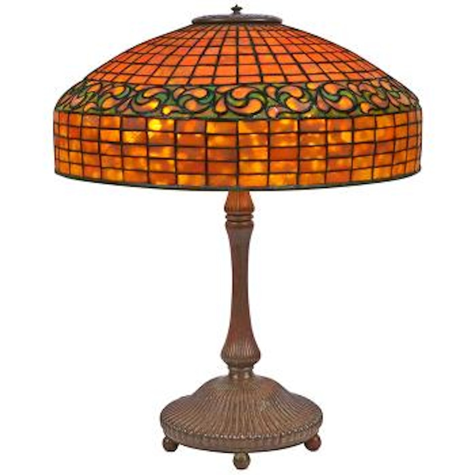 Lemon leaf table lamp: shade, #1476 and base, #370 , by Tiffany Studios