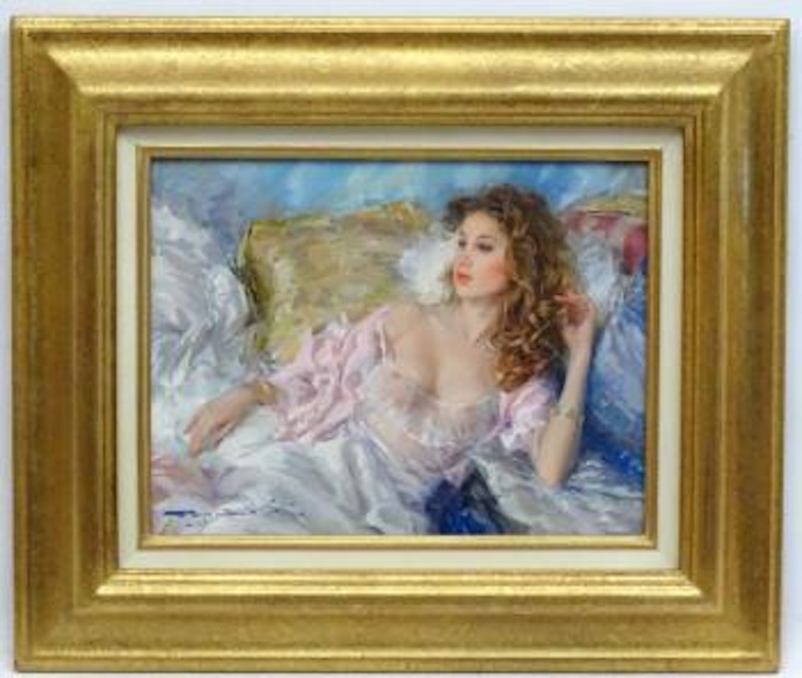 Young lady with long hair , by Constantin Razoumov