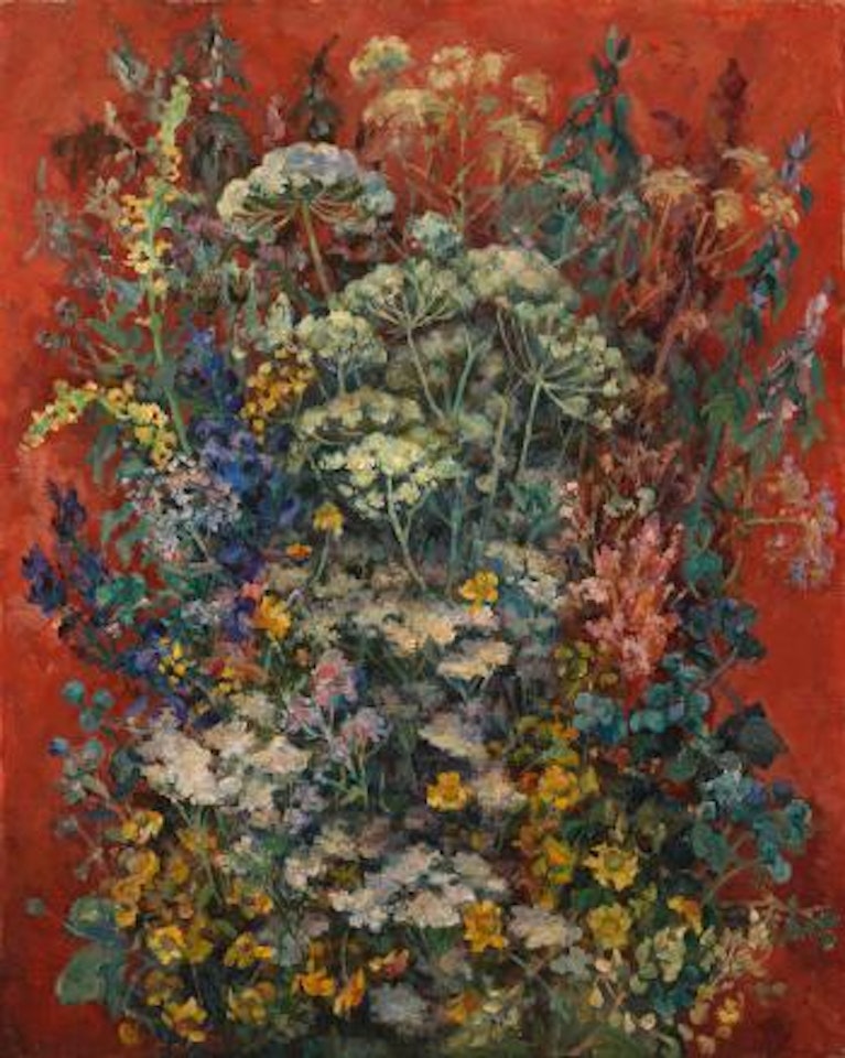 Bouquet of Flowers on a Red Background ,
1937 by Alexander Alexandrovitch Osmerkin