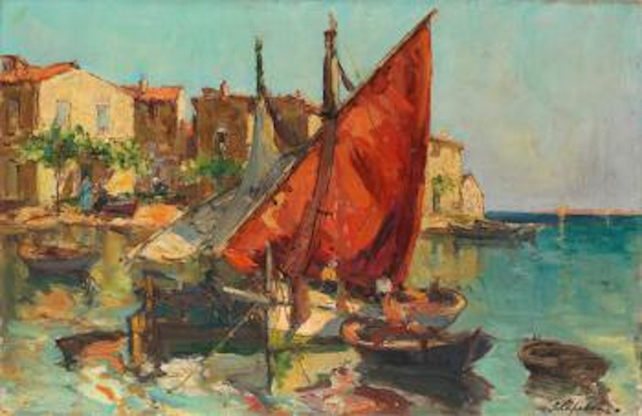 Mediterranean Fishing Village , by Georgij Aleksandrovic Lapschin