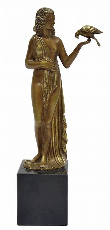La jeune femme au perroquet , by Demetre Chiparus