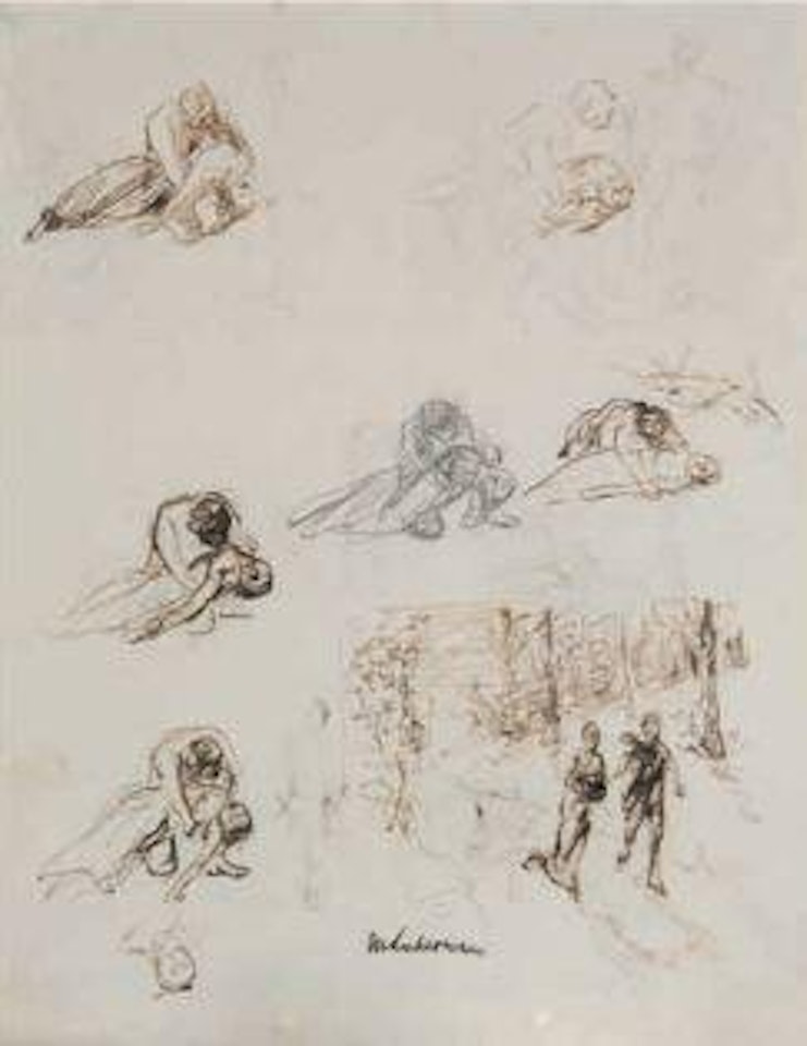 Studie zu Hilariens Sturz/ Studien zur Unterhaltung des Majors (sitzend) mit dem theatralischen Freunde ,
Circa
1920 by Max Liebermann