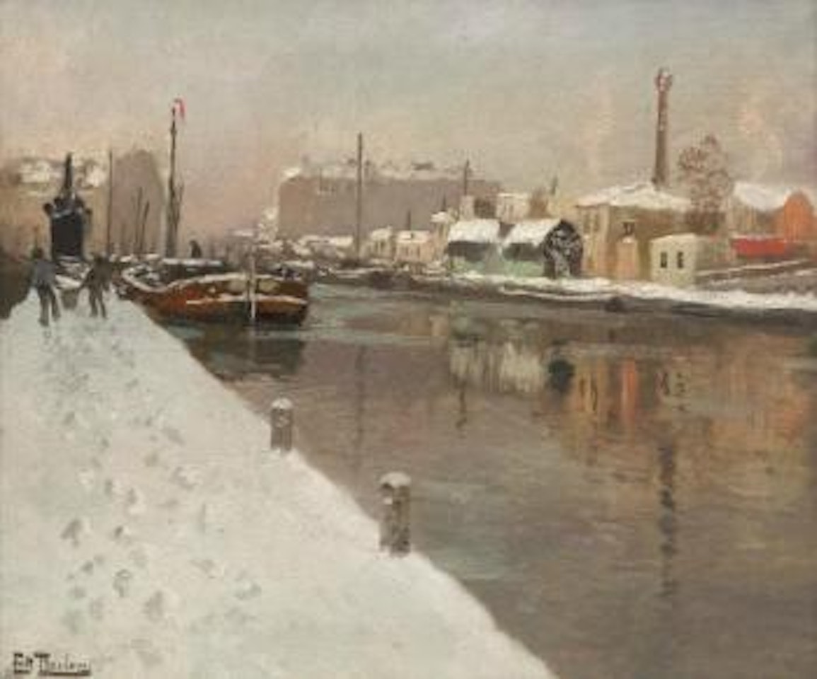 Vinter i havnen , by Fritz Thaulow
